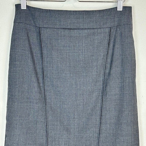 Elie Tahari Grey Wool Crepe Pencil Skirt 8 - Picture 2 of 8